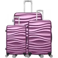 Cheffinger Valise de voyage valise 3 pièces coque dure trolley set valise bagage à main bagages sac de voyage ABS-04 lilas