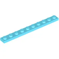 LEGO 1x10 plaques 4477 - 50 pièces bleu azur moyen