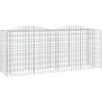 Syfax Lit surélevé à gabions arqué 200x50x100 cm Fer galvanisé