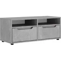 Syfax Meuble TV VISNES gris béton 100x40x38 cm bois d'ingénierie