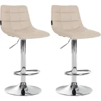 CLP lot de 2 tabourets de bar Jerry en similicuir, couleur:gris, piétement couleur:chrome