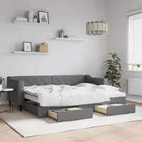 Prolenta Maison Exclusive - Lit de jour convertible avec tiroirs, gris foncé, 80 x 200 cm, tissu