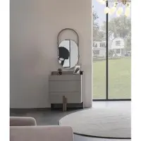 AEA Commode Ovale miroir miroir sur pied armoire à tiroirs inox brillant