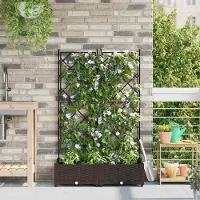 Prolenta Maison Exclusive - Deux jardinières pour l'extérieur, couleur marron, dimensions 80 x 40 x 125,5 cm, en plastique PP