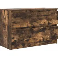 Syfax Meuble TV chêne fumé 80x35x54 cm bois d'ingénierie