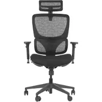 Stema Chaise de bureau ergonomique pivotante ErgoNew S1, base en nylon, accoudoirs réglables, appui-tête, assise et dossier en maille réglables, noir