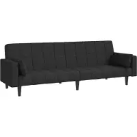 Syfax Canapé-lit à 2 places avec deux oreillers noir tissu