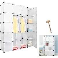 VINGO 20 cubes blanc armoire système d'étagères penderie penderie plastique DIY penderie avec portes penderie pour chambre d'enfant chambre à coucher facile à monter