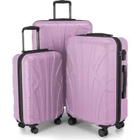 Suitline - Set de 3 valises à roulettes valise rigide 4 roulettes trolley bagage à main et bagage à main valise extensible Travel Luggage Set de bagages Hardcase ABS, TSA,Lilas