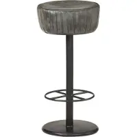 Prolenta Maison Exclusive - Tabouret de bar gris en cuir véritable