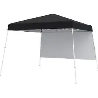 Costway Pop up Pavillon 3x3m, Pavillon pliable avec 1 paroi latérale, sac à dos portable & 4 ancrages de terre, Tente de jardin étanche à l'eau protection solaire Tente de fête noire