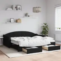 Prolenta Maison Exclusive - Canapé-lit convertible avec tiroirs, noir, 90 x 190 cm, tissu