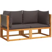 Syfax Canapés d'angle de jardin avec coussins 2 pièces Bois d'acacia et corde