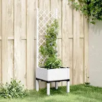 Prolenta Maison Exclusive - Bac à plantes avec treillis blanc 40x40x142 cm PP
