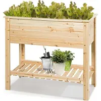 Northix Jardinière en bois surélevée avec étagère de rangement pour plantes en culture 92 x 41 x 81 cm