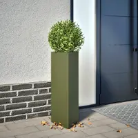 Prolenta Maison Exclusive - Bac à plantes vert olive triangulaire 30x26x75 cm en acier