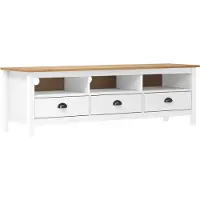 Prolenta Maison Exclusive - Meuble TV Hill Range Blanc 158x40x47 cm Bois de pin solide