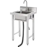 StarTech.com Évier en acier inoxydable pour la restauration - Évier simple indépendant - Avec robinet 360° - Rectangulaire - 35×31×19 cm - Poli/Brossé - Argenté