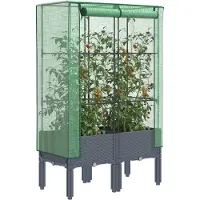 Prolenta Maison Exclusive - Potager surélevé avec serre intégrée aspect rotin 80x40x140 cm