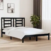 Prolenta Maison Exclusive - Cadre de lit sans matelas noir 140x190 cm bois de pin massif