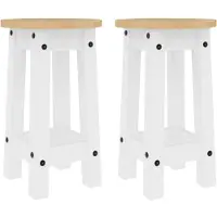 Syfax Tabourets de bar lot de 2 blanc bois massif de pin