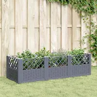 Prolenta Maison Exclusive - Jardinière avec piquets bleu gris 123,5x43,5x43,5 cm PP