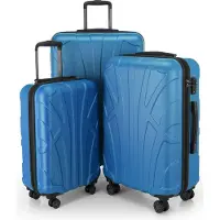 Suitline - Set de 3 valises à roulettes valise rigide 4 roulettes trolley bagage à main et bagage à main valise extensible Travel Luggage Set de bagages Hardcase ABS, TSA,bleu cyan