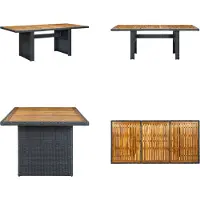 vidaXL Table de jardin gris foncé Poly rotin et bois massif d'acacia - Table de jardin - Tables - Tables