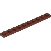 LEGO 1x10 plaques 4477 - 50 pièces rouge-brun