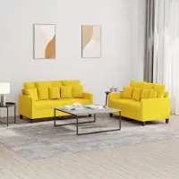 Prolenta Maison Exclusive - Ensemble de canapé 2 pièces avec coussins, tissu jaune clair