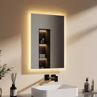 Emke Miroir de salle de bain avec éclairage Miroir LED avec interrupteur mural 50 x 70cm Blanc chaud
