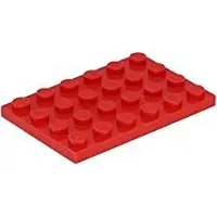 LEGO : 10x plaque de construction rouge 4x6 picots