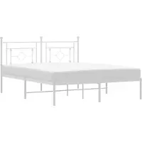 Syfax Cadre de lit métal sans matelas et tête de lit blanc 150x200 cm