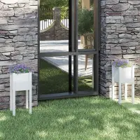 Prolenta Maison Exclusive - 2 bacs à plantes blancs 31 x 31 x 70 cm en bois massif de pin