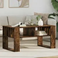 Prolenta Table basse exclusive en bois fumé, dimensions : 92 x 49,5 x 45 cm, matériau : bois composite