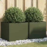 Prolenta Maison Exclusive - Bac à plantes 2 pièces Vert olive 42x40x39 cm Acier