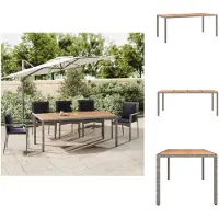 vidaXL Table de jardin avec plateau en bois Gris Poly rotin & bois massif Acacia - Tables de jardin