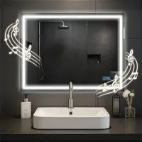 CLP Miroir de salle de bain Jaffrey avec Bluetooth, Taille:60x80 cm