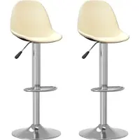 Syfax Tabourets de bar lot de 2 crème tissu