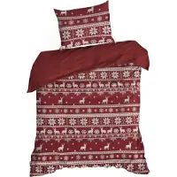 Eurofirany | Literie de Noël - rouge crème - 140 x 200 cm - Coton - Garniture de lit - Motif de Noël