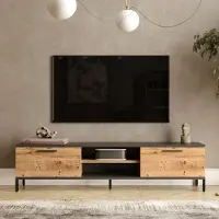 En.casa Armoire TV Lempäälä 160x35x39 cm chêne rustique et anthracite