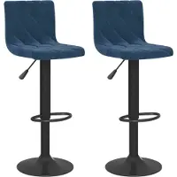 Syfax Tabourets de bar lot de 2 bleu velours