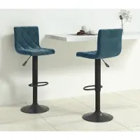 Prolenta Maison Exclusive - Tabourets de bar, lot de 2, velours bleu