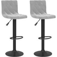 Syfax Tabourets de bar lot de 2 gris clair velours
