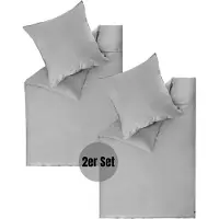 Schöner Wohnen Kollektion SCHÖNER WOHNEN-Collection Satin Parure de lit PLAIN Gris 135 x 200 cm - 2 paires