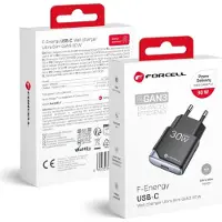 Forcell F-ENERGY GaN III B130101-E Chargeur de voyage ultra-mince 1 x Type C + USB A PD QC4.0 3A 30W noir