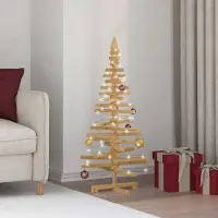 vidaXL Élégant style arbre de Noël en bois avec support brun 120 cm pin massif - Arbres de Noël artificiels Hommie8722465 1parcel