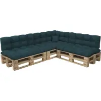 Pokar Coussin pour palette avec belle surpiqûre Garniture canapé-palette, Taille:Set de 8, Couleur:Vert foncé