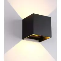 Sensahome Cube - Applique murale LED moderne pour l'extérieur et l'intérieur - éclairage extérieur design - IP65 étanche - blanc chaud (3500 K) - noir