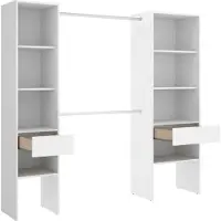 Dmora Siony - Grande Armoire, 160x185h cm Blanc, 2 Tiroirs